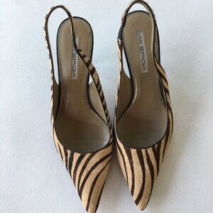 VIA SPIGA BROWN ZEBRA SLING BACK HEELS   Size 7.5M